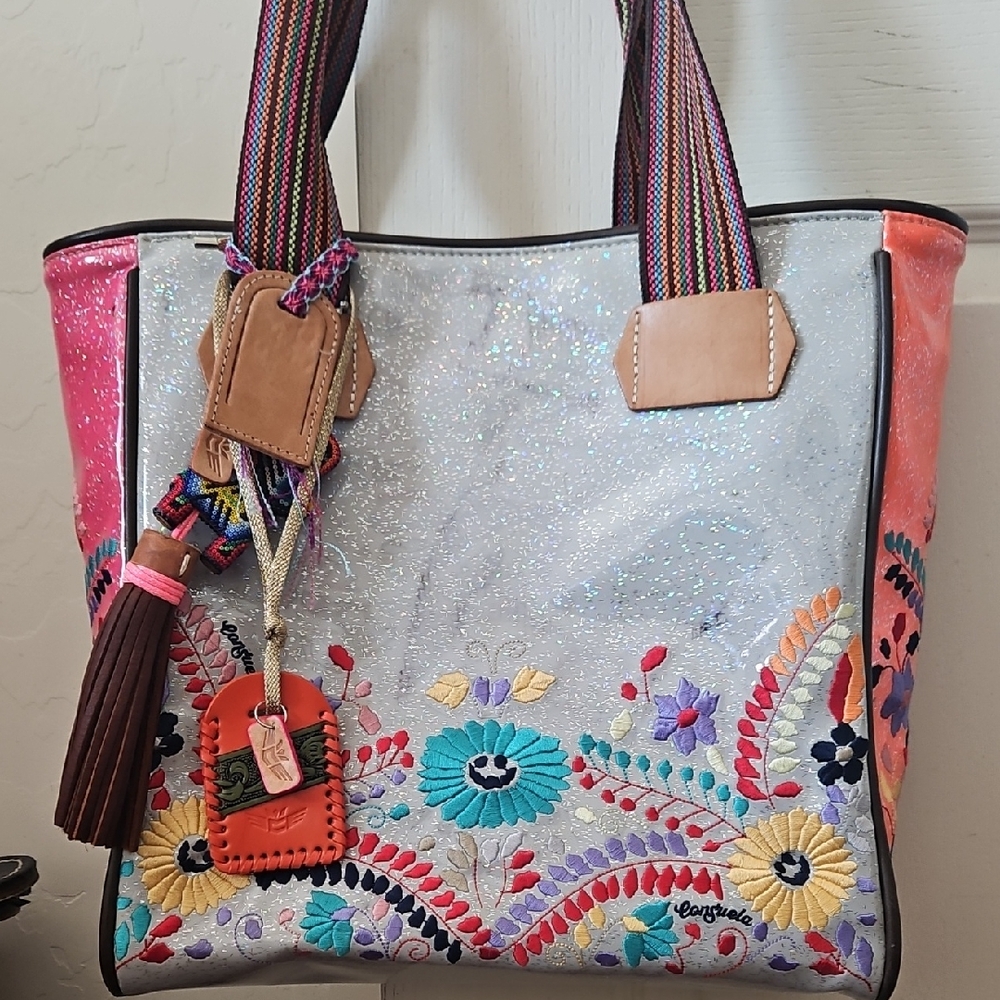 Consuela Shimmering Floral Tote